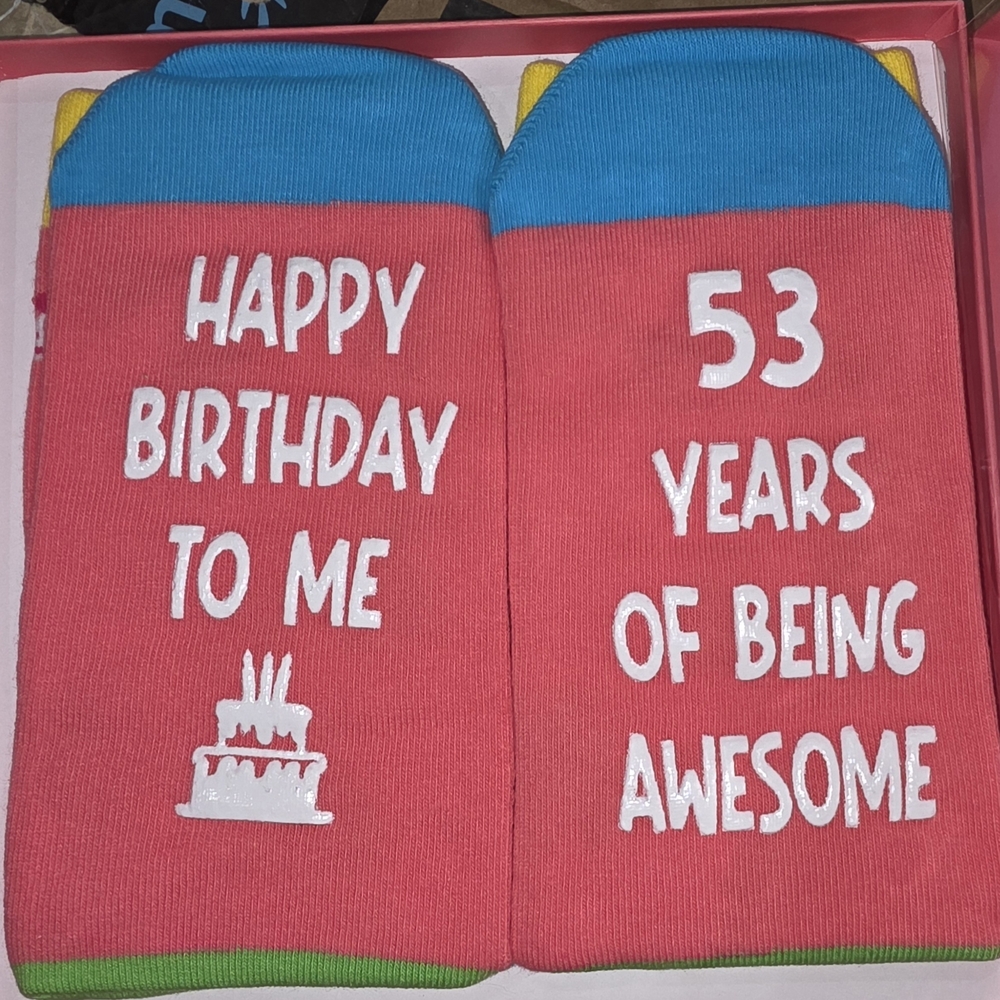Happy 53rd Birthday Socks - Red and Blue